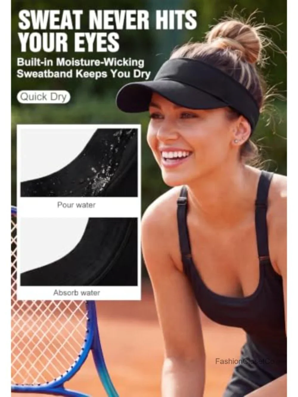 UPF 50+ Structured Brim Sun Visor for Women - Quick-Dry Lightweight Sports